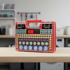Ultra-Large Battery Storage Box with Tester - Accommodates AA, AAA, 18650  More