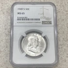 1949 Ben. Franklin- Half Dollar- Silver- S-50C- NGC-MS 65