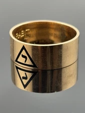 Scottish Rite Yod Ring 10k Yellow Gold 14th Degree Masonic Sz 9.5 - 10 Wide Band