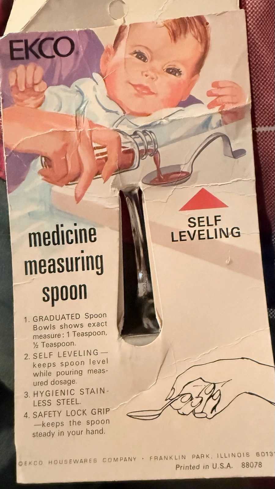 Vtg Measuring Spoon Made By EKCO In The USA Self Leveling #S1001CP Easy Handle