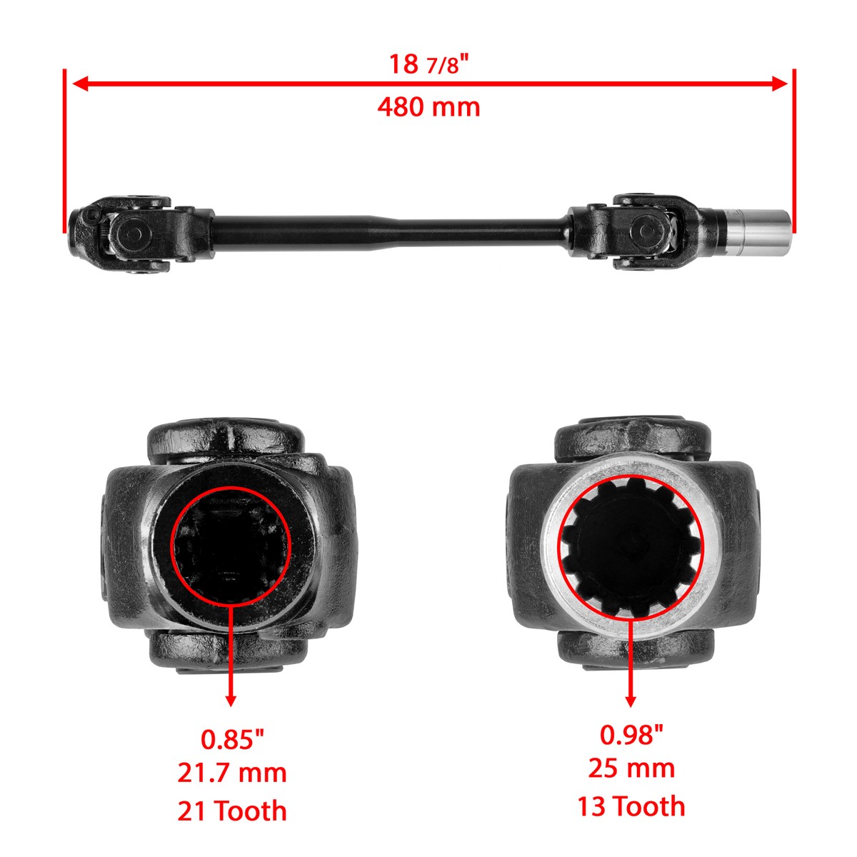 A-Premium Pair Front CV Axle Shafts For Kawasaki Mule 610 (2005-2016) & Mule SX (2017-2021) - Driver & Passenger Side, Replaces 59266-0039