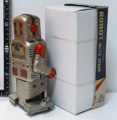 S.Y MECHANICAL WALKING ROBOT WITH SPARK Tin Yoneya Vintage