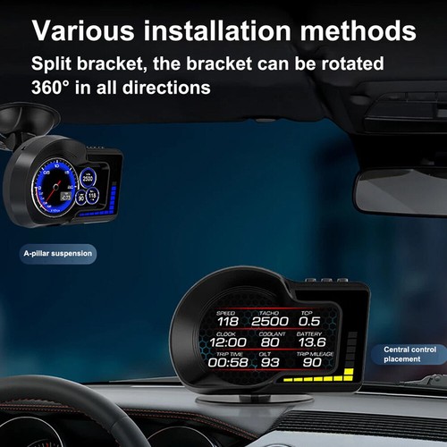 Display Alarm Car HUD Digital Gauge RPM Turbo Speedometer Temp Head Up GPS OBD2♡ - Picture 14 of 21