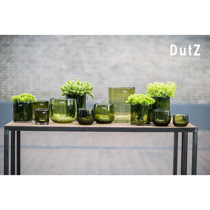 Blumentopf Übertopf Glas mundgeblasen Pott Grün Olive div. Größen - Bild 3 von 4