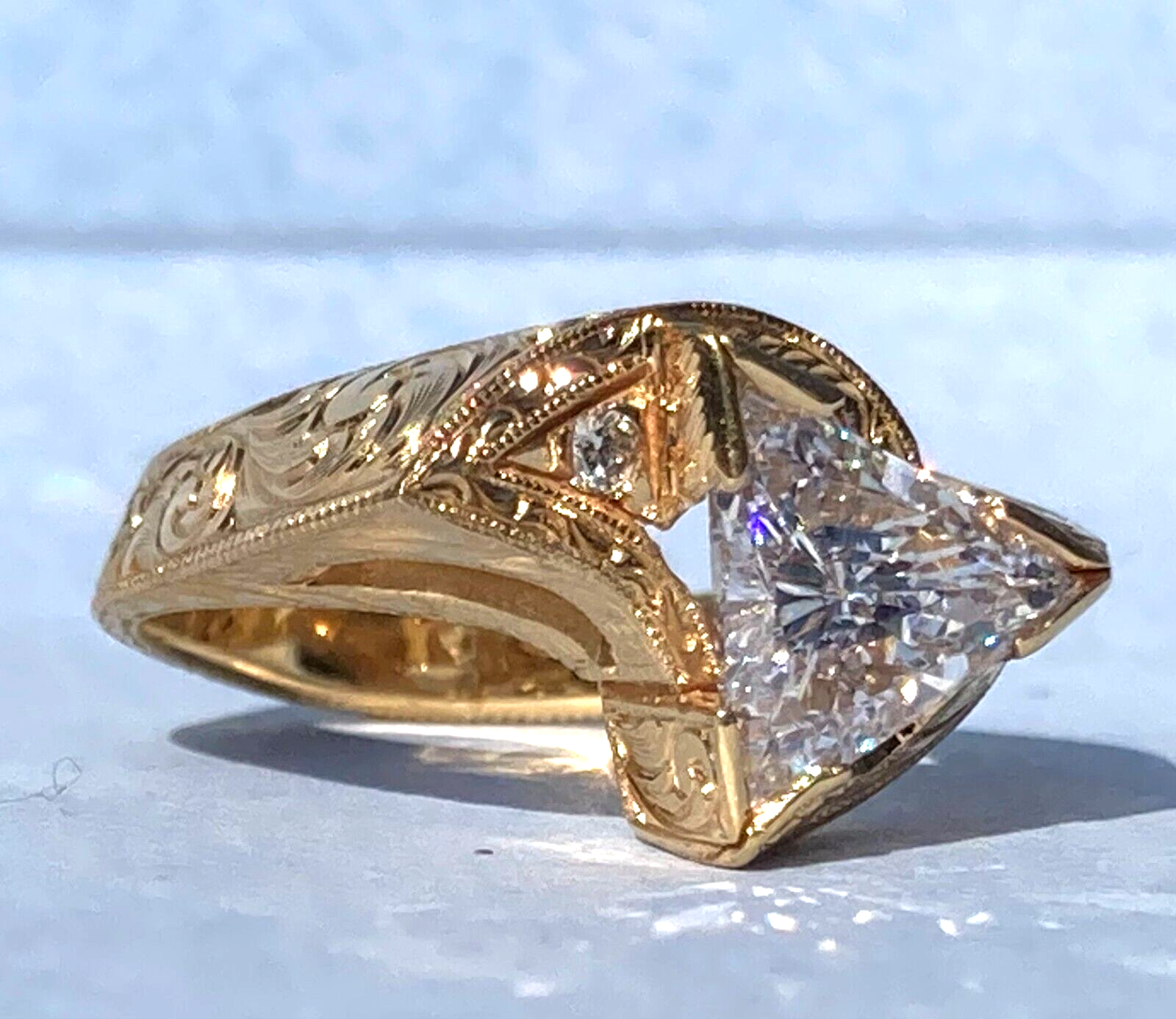 Trillian Rings Certified Natural 1.68 ct. Triangle Diamond Solid 18k Gold Ring EGL USA ...