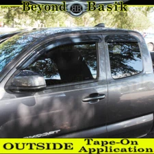 For 2005-2023 Toyota Tacoma Extended Cab 4PC SMOKE Door Vent Visors Rain Guard