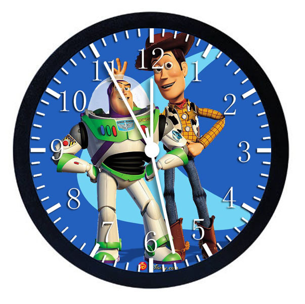 Disney Toy Story Buzz Woody Black Frame Wall Clock Nice For Gifts or