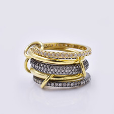 Diamond 5 Set Band Ring, Woman Gray  Gold Plated Stacking Band Ring Jewelry