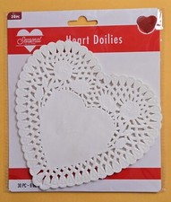 White 6" Heart Shaped Table Doilies Set - 30 doilies/ Pack