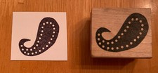 Impress Rubber Stamp Single Solid Paisley with Dots Design Background
