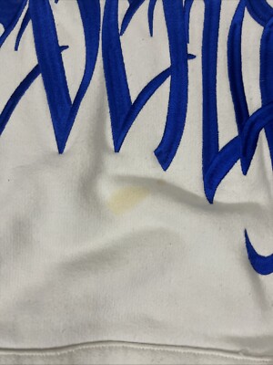 Revenge White/Blue Embroidered Hoodie - Size L, Pre-Owned +