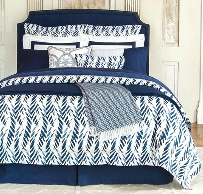 Funda nórdica Sferra Madsen F/Queen 4 piezas. Conjunto Algodón Egipcio Azul/Blanco Nuevo Foto 2 de 2