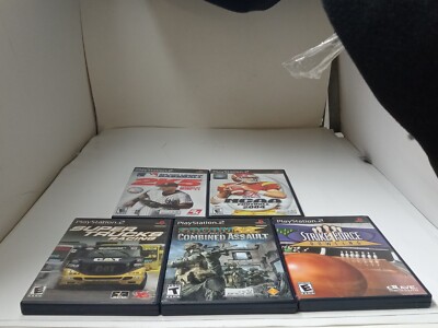 5 LOT SOCOM+ STRIKE FORCE BOWLING+SUPER TRUCKS+NCAA FOOTBALL+MLB 2K5 PS2 CIB #S2