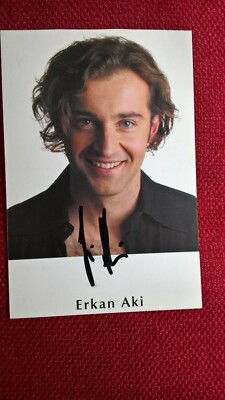 Original Autograph by Erkan Aki (Swiss Tenor), Color Image, Postcard Size