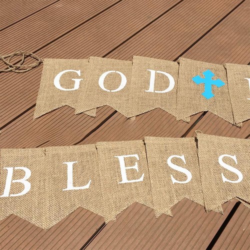 God Bless Banner Baptism Decorations for Boys, First Communion Confirmation D... - Picture 5 of 8