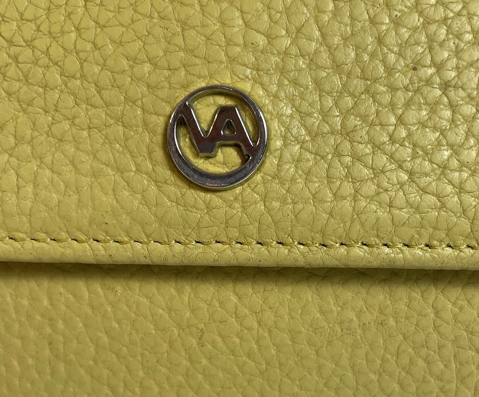 Valentina Italia Cartera Plegable Amarillo Guijarro Cuero Genuino Bolsillo para Monedas Foto 3 de 4