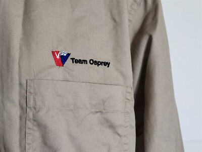 V-22 Team Osprey Tan Long Sleeve Dress Shirt Size M 15 15.5 Van Heusen Cotton
