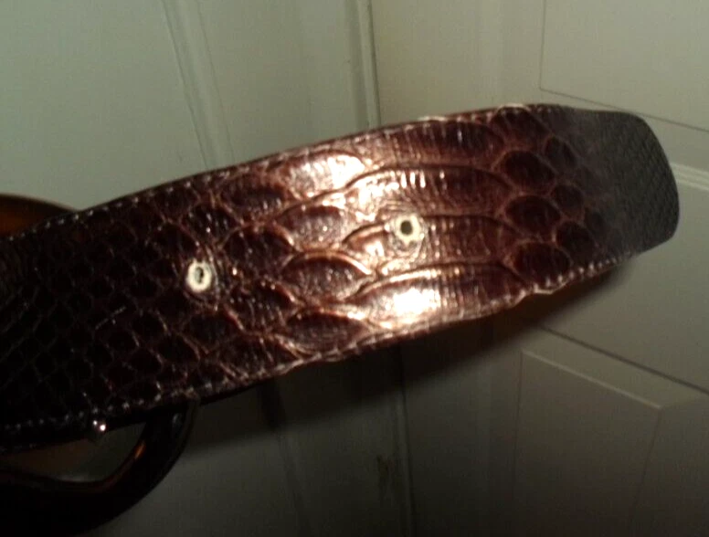 Suzi Roher Studded Elasticized Brown Leather Silver Buckle Hinges Medium Plus - Image 4 of 4