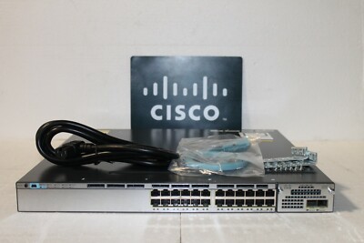 Cisco WS-C3750X-24P-S C3KX-SM-10G w/Dual AC-1 Year Warranty