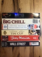 6 VHS MOVIE LOT WALL STREET JERRY MAGUIRE TIM CUP MIB BIG CHILL INVISIBLE MAN