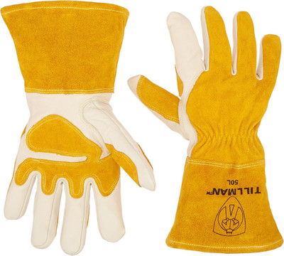 John  and Co  Large 14'' Gold and Pearl Top Grain Split Back Cowhide Fleece Lined