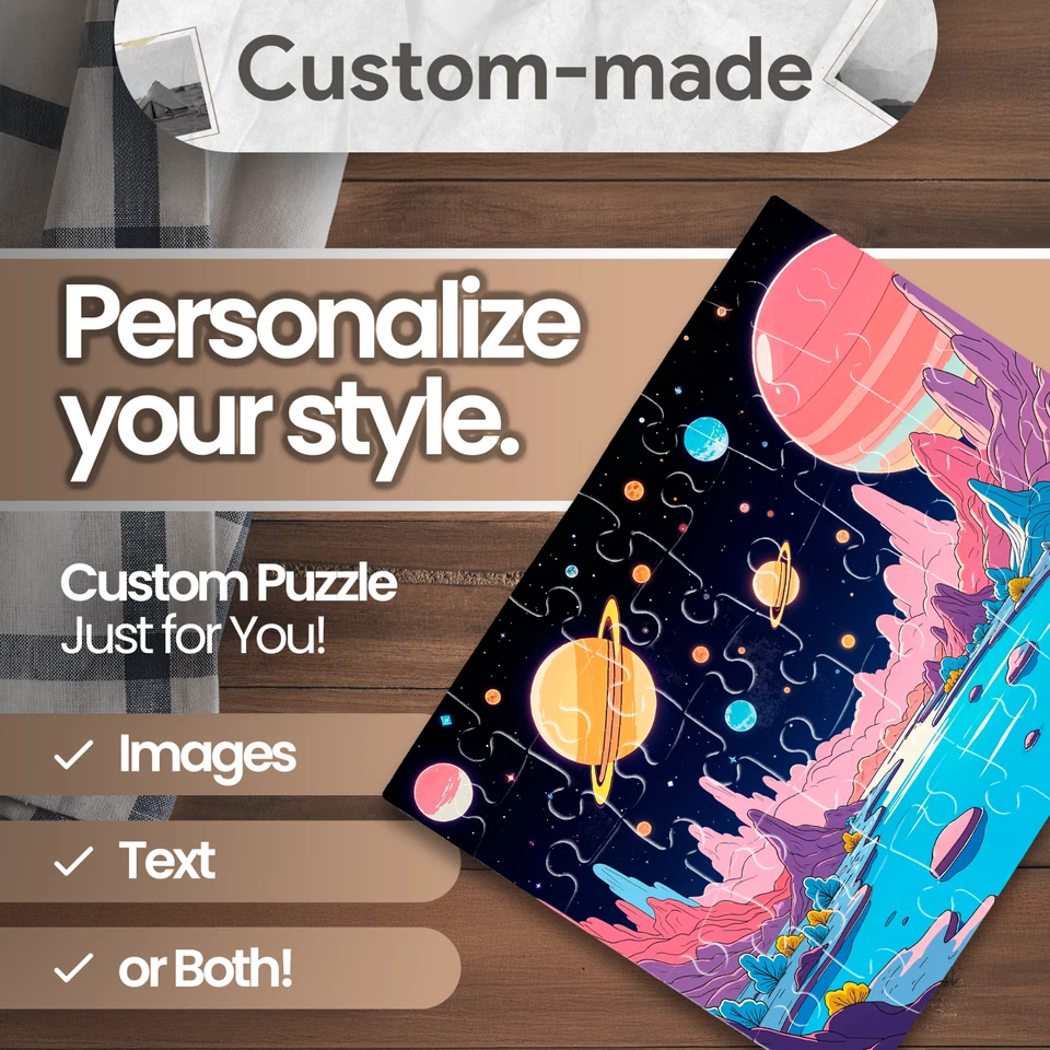 PERSONALISED Wooden MDF Jigsaw PUZZLE, 30 Pieces A5+ sized with your PHOTO / TXT - Image 4 of 4