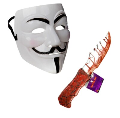 Anonymous Vendetta Maske und Dolch Messer Halloween Kostüm UK  