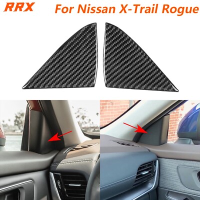 Real Carbon Fiber Interior A-pillar Panel Cover For Nissan Rogue X-Trail 2021-25