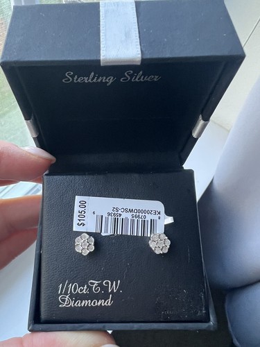 Diamond Baby Girls Stud Earrings 14K Gold Plated Sterling Silver 925 - Picture 3 of 3