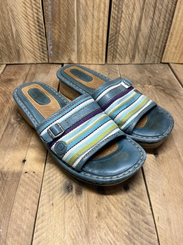 Born Blue Purple Vegan Wedge Espadrille Mule Slide Sandals Women's Shoes 7M/W 38