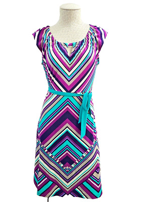 Apt. 9 Women's Small Tie Waist A-Line Summer Dress Short Sleeve Striped EUC