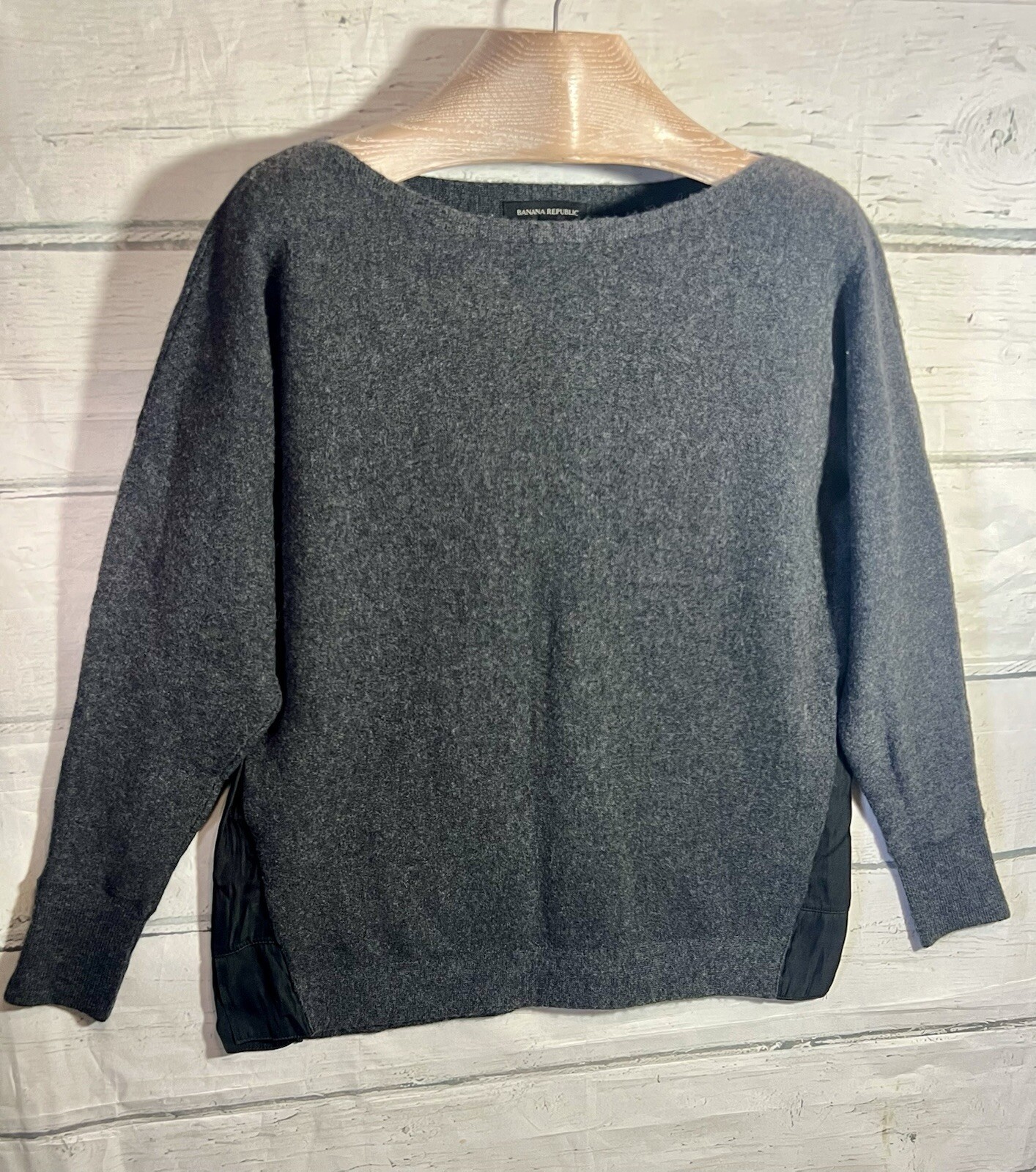 Womens Wool Alpaca Blend Fuzzy Gray Sweater Pullover Small