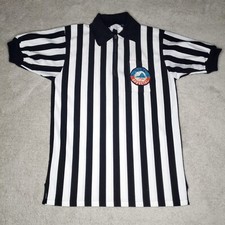 Vintage BUG Officials Supply Referee Shirt VHSL Large Black White Striped 44