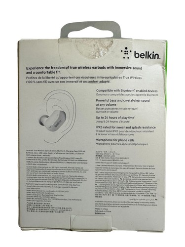 Belkin True Wireless Earbuds SoundForm Headphones - White - Picture 2 of 3