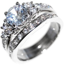 2.55CTW BRILLIANT CUT STONE - WEDDING ENGAGEMENT RING SET 2 rings size 8,9,10