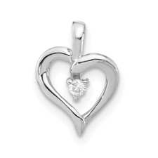 10k White Gold Polished Diamond Heart Pendant, No chain