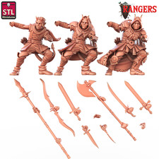 3D Printed STL Miniatures Tiefling Female Ranger Rangers 28 - 32mm War Gaming