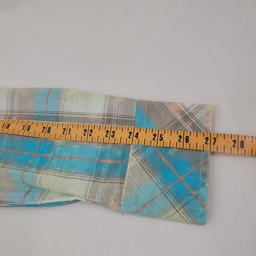 WRANGLER Rock 47 Mens Shirt Sz LARGE Pearl Snap BLUE Plaid Bleached Western - Picture 13 of 15