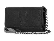 Harley-Davidson Men's Embossed Eagle TriFold Trucker Chain RFID Wallet MWM042/08