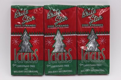 Lot of 3 Vtg Style Brite Star 18  Icicles Christmas Tree 2000 Strand Tinsel USA 