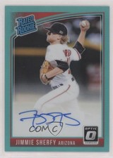 2018 Donruss Optic Rated Rookie Signatures Aqua Prizm Jimmie Sherfy Auto ux1