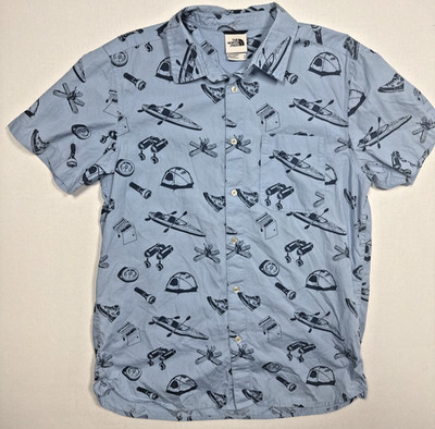 The North Face Baytrail Button Up Shirt M Blue Outdoors Camp Rock Climbing