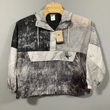 Nike Womens Tie Dye Anorak Windbreaker Jacket Grey Black DV7938-010 NWT Medium