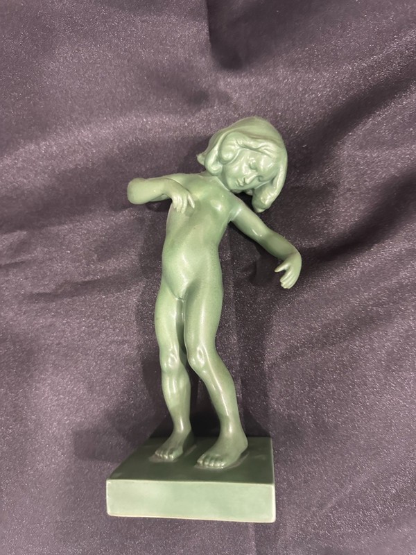 Venus Calypige by Kai Nielse Denmark matte green ceramic girl