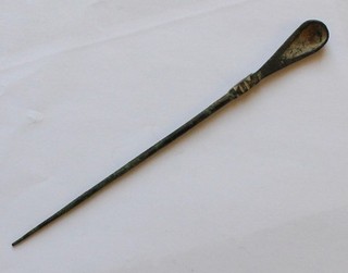 ROMAN ANTIQUITY BRONZE COCHLEARIUM APOTHECARY SPOON & PICK DECORATED HANDLE.