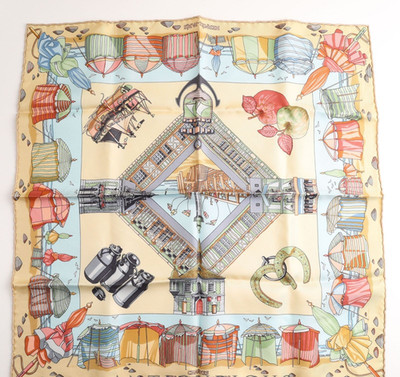 HERMES Petit Carre 45 Seidentuch Charmes des Plages Normandes Etikett ohne...