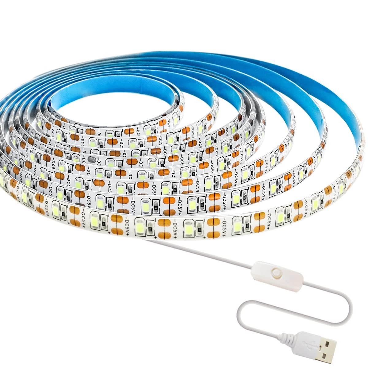 Bande LED 5V USB 3M Blanc 6000K Étanche IP65 Ruban Lumineux 180 LEDs à Brancher