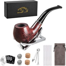 Joyoldelf Tabakpfeifen Set Rot Sandelholz Ständer Edelstahl Geschenk