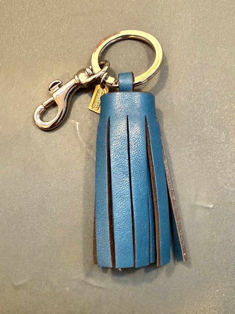NWOT Coach Blue Leather Tassel Key Chain / Bag Charm | eBay