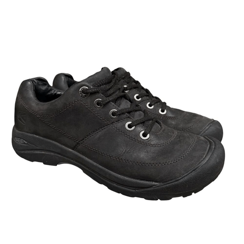 Keen Herren Schwarz Leder Wandern Oxford Schuhe Größe 8,5 Freizeit Sneaker